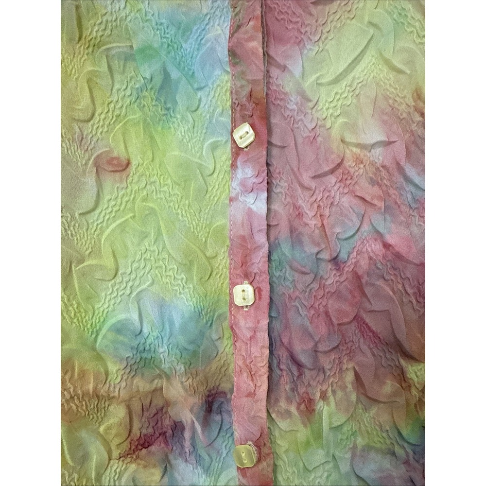 VTG Y2K Milano Crinkle Top Womens S Floral Print 3/4 Sleeve Shirt NWT - Picture 3 of 8